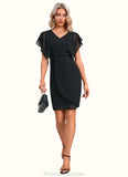 Princess Cascading Ruffles Ruffle V-Neck Elegant Sheath/Column Chiffon Dresses STKP0022394