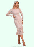 Kaitlynn Boat Neck Elegant Trumpet/Mermaid Lace Midi Dresses STKP0022401