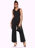 Anabel Jacquard V-Neck Elegant Jumpsuit/Pantsuit Polyester Maxi Dresses STKP0022404