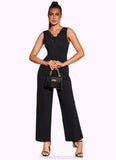 Anabel Jacquard V-Neck Elegant Jumpsuit/Pantsuit Polyester Maxi Dresses STKP0022404