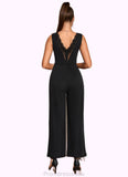 Anabel Jacquard V-Neck Elegant Jumpsuit/Pantsuit Polyester Maxi Dresses STKP0022404