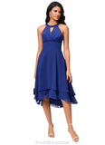 Amiyah A-line Scoop Asymmetrical Chiffon Cocktail Dress With Pleated STKP0022410