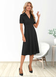 Layla V-Neck Elegant A-line Cotton Blends Midi Dresses STKP0022412