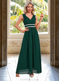 Kate Beading Ruffle V-Neck Elegant A-line Chiffon Maxi Dresses STKP0022431