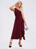 Penelope Cascading Ruffles One Shoulder Elegant A-line Cotton Blends Maxi Dresses STKP0022445