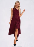 Penelope Cascading Ruffles One Shoulder Elegant A-line Cotton Blends Maxi Dresses STKP0022445