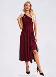 Penelope Cascading Ruffles One Shoulder Elegant A-line Cotton Blends Maxi Dresses STKP0022445