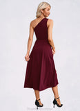 Penelope Cascading Ruffles One Shoulder Elegant A-line Cotton Blends Maxi Dresses STKP0022445