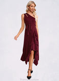 Penelope Cascading Ruffles One Shoulder Elegant A-line Cotton Blends Maxi Dresses STKP0022445