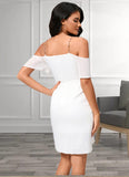 Priscilla Sheath/Column Off the Shoulder Asymmetrical Chiffon Cocktail Dress With Cascading Ruffles STKP0022460