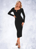 Emilie Rhinestone Square Elegant Bodycon Jersey Midi Dresses STKP0022464