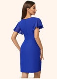 Monserrat Sheath/Column V-Neck Knee-Length Chiffon Cocktail Dress With Cascading Ruffles STKP0022487