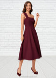 Margaret A-line One Shoulder Tea-Length Stretch Crepe Cocktail Dress With Ruffle STKP0022501