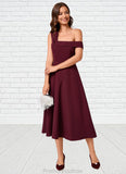 Margaret A-line One Shoulder Tea-Length Stretch Crepe Cocktail Dress With Ruffle STKP0022501