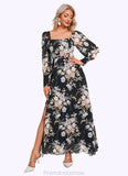 Kara Floral Print Off the Shoulder Elegant A-line Chiffon Maxi Dresses STKP0022515