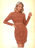 Mabel Scoop Elegant Sheath/Column Lace Mini Dresses STKP0022517