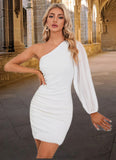 Arabella Ruffle One Shoulder Sexy Bodycon Cotton Blends Mini Dresses STKP0022542