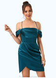 Cindy Off the Shoulder Sheath/Column Satin Dresses STKP0022543