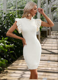 Elisabeth Cascading Ruffles High Neck Elegant Bodycon Cotton Blends Mini Dresses STKP0022555