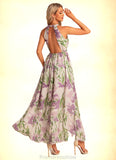 Harmony A-line Halter Floor-Length Chiffon Bridesmaid Dress With Floral Print STKP0022565