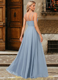 Dayana A-line Halter Floor-Length Chiffon Bridesmaid Dress STKP0022575