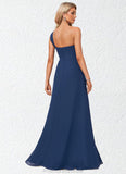 Sophie A-line One Shoulder Floor-Length Chiffon Bridesmaid Dress With Ruffle STKP0022581