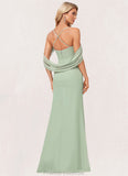 Marley Trumpet/Mermaid V-Neck Floor-Length Chiffon Bridesmaid Dress STKP0022587