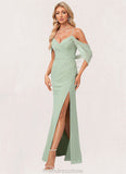 Marley Trumpet/Mermaid V-Neck Floor-Length Chiffon Bridesmaid Dress STKP0022587