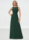 Jazmyn A-line Boat Neck Floor-Length Chiffon Bridesmaid Dress STKP0022592