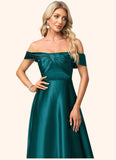 Tiana A-line Off the Shoulder Floor-Length Stretch Satin Bridesmaid Dress STKP0022595