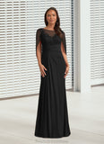 Payten A-Line Lace Capelet Chiffon Floor-Length Dress STKP0022620