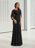 Payten A-Line Lace Capelet Chiffon Floor-Length Dress STKP0022620