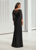 Payten A-Line Lace Capelet Chiffon Floor-Length Dress STKP0022620