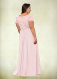 Olive A-Line V-Neck Lace Chiffon Floor-Length Dress STKP0022629