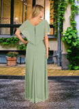 America A-Line V-Neck Pleated Chiffon Asymmetrical Dress STKP0022640