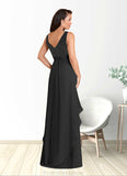 Aniyah A-Line Lace Chiffon Floor-Length Dress STKP0022652