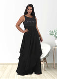 Aniyah A-Line Lace Chiffon Floor-Length Dress STKP0022652