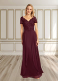 Giana A-Line Lace Chiffon Floor-Length Dress STKP0022662