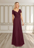 Giana A-Line Lace Chiffon Floor-Length Dress STKP0022662