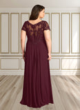 Giana A-Line Lace Chiffon Floor-Length Dress STKP0022662