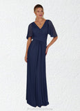 Nataly A-Line Pleated Jersey Floor-Length Dress STKP0022667