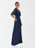 Nataly A-Line Pleated Jersey Floor-Length Dress STKP0022667