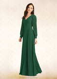 Miranda A-Line Pleated Chiffon Floor-Length Dress STKP0022670