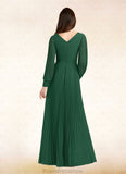 Miranda A-Line Pleated Chiffon Floor-Length Dress STKP0022670