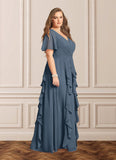 Siena A-Line V-Neck Chiffon Floor-Length Dress STKP0022679