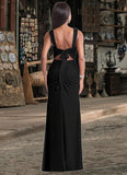 Maci Sheath Ruched Mesh Floor-Length Dress black STKP0022704