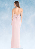 Danielle Sheath Pleated Chiffon Floor-Length Dress Blushing Pink STKP0022707