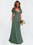 Lillian Chiffon A-line Dress with Puff Sleeves Eucalyptus STKP0022709