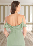 Noemi Sheath Off the Shoulder Chiffon Floor-Length Dress Dusty Sage STKP0022711