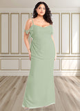 Noemi Sheath Off the Shoulder Chiffon Floor-Length Dress Dusty Sage STKP0022711